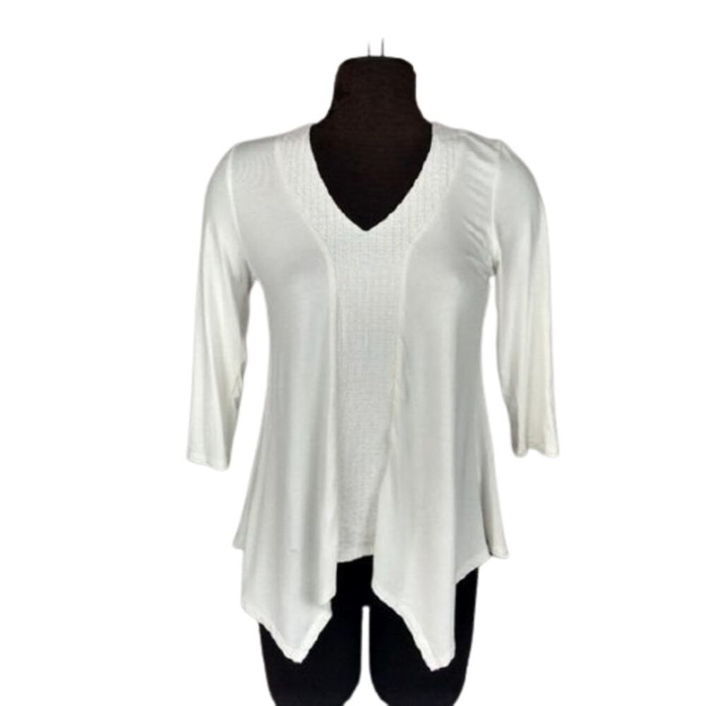 Adrianna Papell Sharkbite Hem 3/4 Sleeve Top S